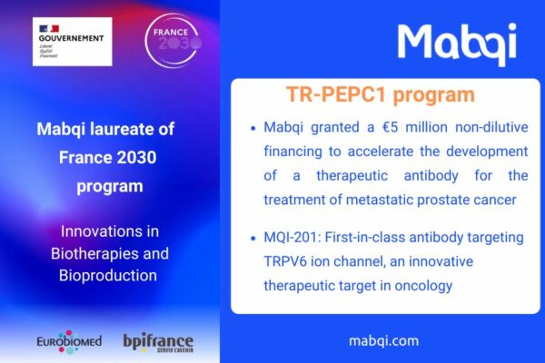 Mabqi secures a €5 million non-dilutive financing from the France 2030 public investment plan to advance preclinical development of it’s lead antibody candidate MQI-201 in oncology